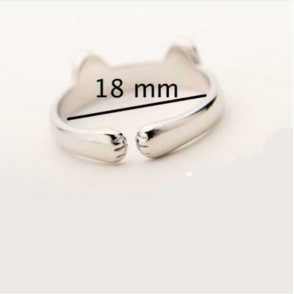CAT LOVERS Silver Adjustable Cat Ears Ring - Picture 5 of 5